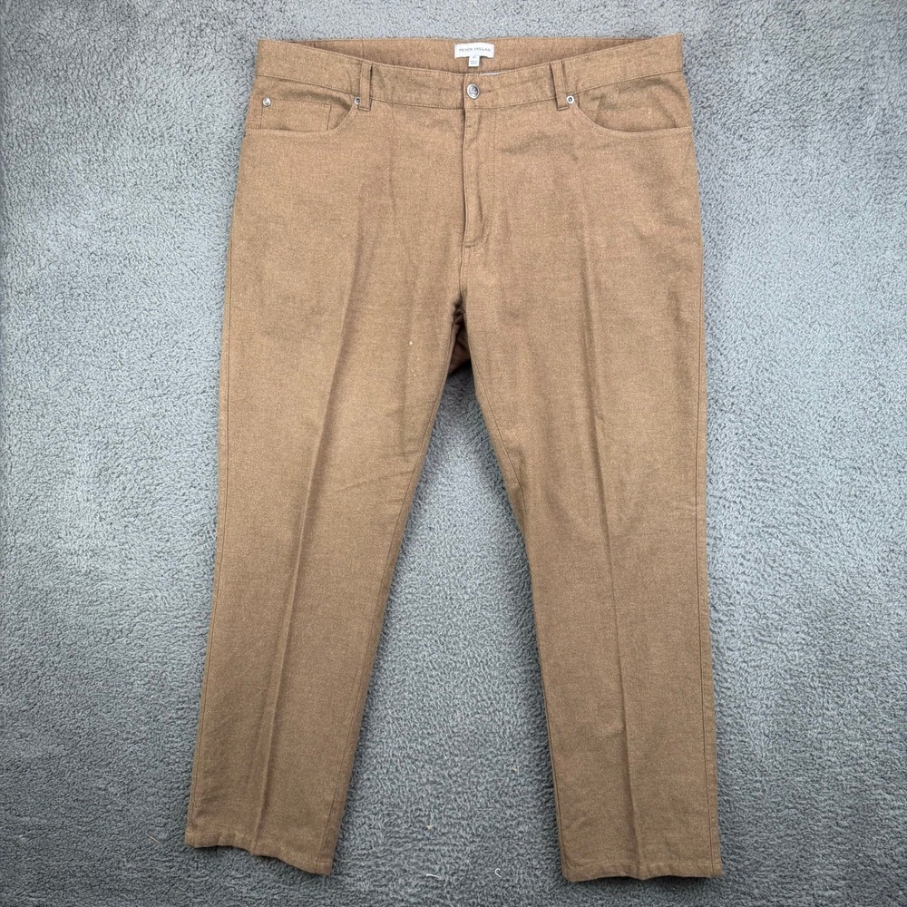 Peter Millar Mens Brown 40 Flat Front Wool Blend Dress Pants Trousers Chinos
